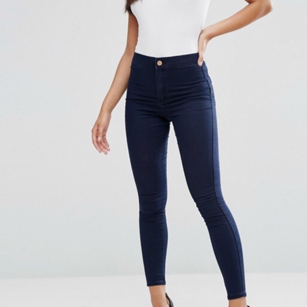 ASOS high waisted skinny jeans. Size 26. Navy.